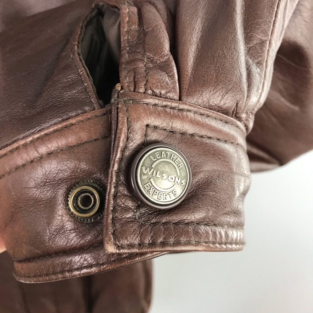 Vintage Wilson Men’s Brown Leather Jacket Sz L - Picture 3 of 12